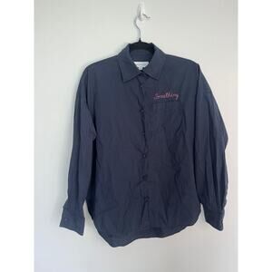 Something Navy Button Up Shirt Women‎ S Navy Blue Embroidered Long Sleeve Casual